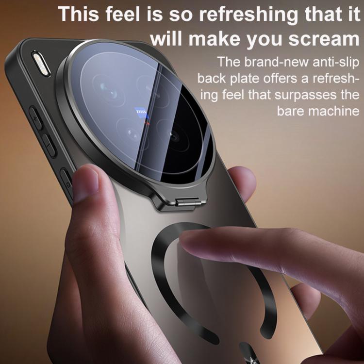 Ice Magnetic Straight Edge Lens Holder Shockproof Phone Case for vivo X200 Ultra, Heat Dissipation Wireless Charging Cover