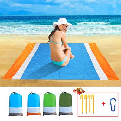 Toalla de playa impermeable de 2 x 2,1 m con bolsillo para arena, para exteriores, para pícnic, camping, portátil, ligera, plegable, para playa, sin arena