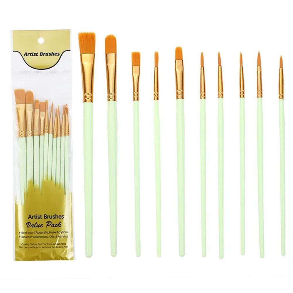 10Pcs/set Watercolor Acrylic Artist Paint Brush Set Paintbrush Drawing Art Supply
