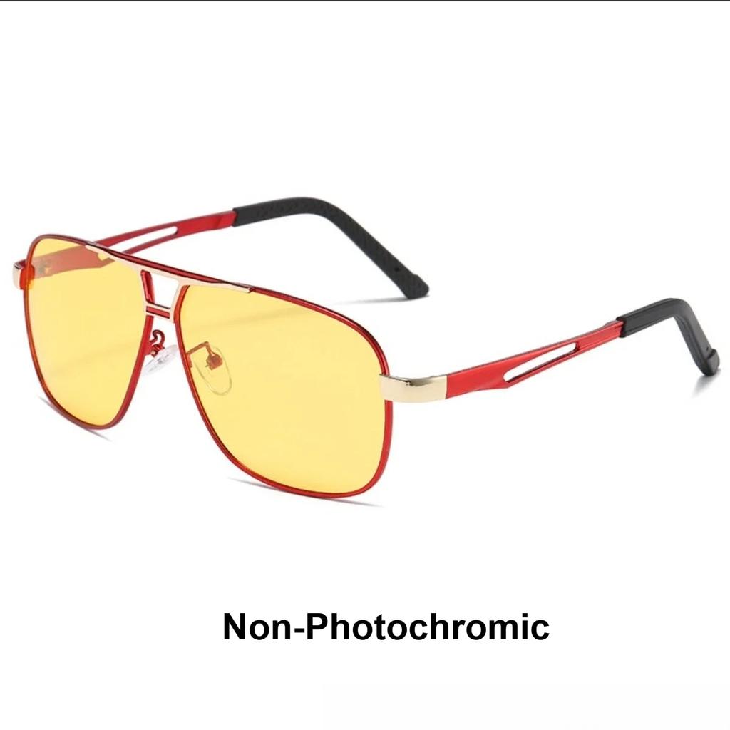 Men Pochromic Sunglasses Aluminum Magnesium Material Spring Hinge Sun Glasses Driving Cycling Fishing Day Night Use