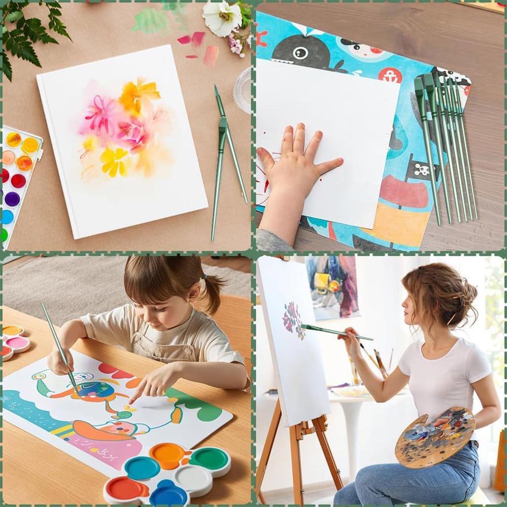 Paint Brush Set, 6 Watercolor Brushes, Painting Brushes Nylon Bristle Brushes For Multi-Purpose Oil And Watercolor Painting Beginner's Set