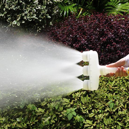 Garden Hose Nozzle 6-hole Design Three-Head Nozzle Rotation Adjustment Large Flow Multi-use Watering Heavy Duty Car Pet Washing Tool Watering