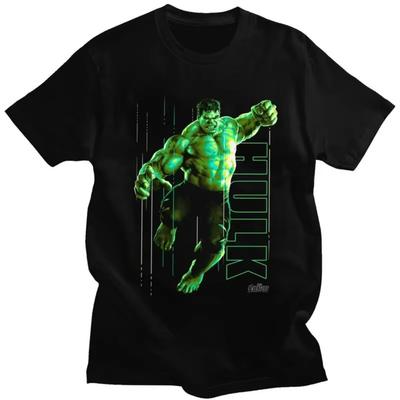 T-Shirt für Herren Hulk Der Unglaubliche Leuchten 100% Baumwolle T-Shirt Kurzarm Superhelden Oberteile Bedrucktes T-Shirt Geschenk Unisex