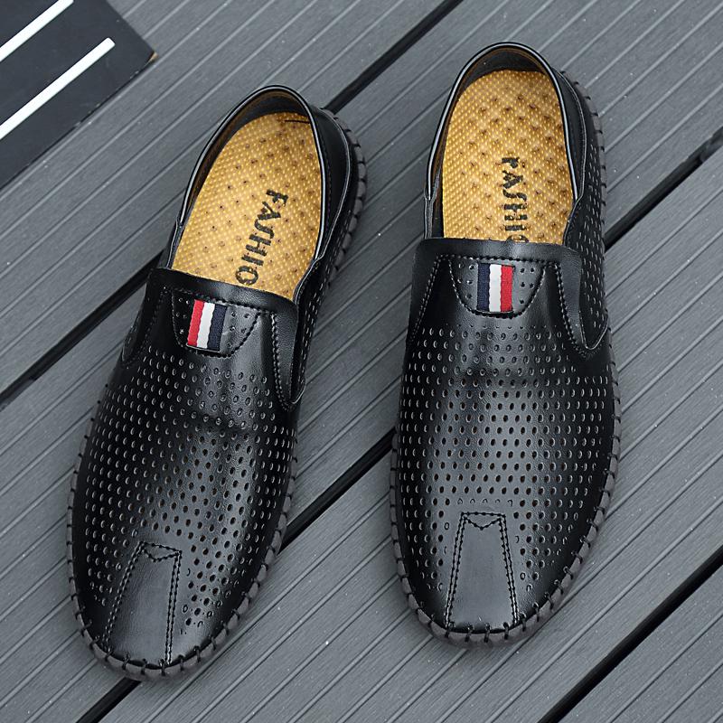 Men's Spring Autumn New 2024 Leather Loafers Slip-on Soft Casual Shoes Comfortable Drive Flats White Breathable Shoes