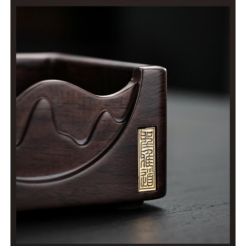 Wooden Tea Cup Coaster Set Handcrafted Black Ebony Chinese Ceremony Tableware Accessory