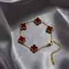 13MM Nuovo Quadrifoglio Bicolore Madreperla Acciaio Titanio Placcatura 18K Non Scolorisce Quadrifoglio Cinque Fiori Bracciale