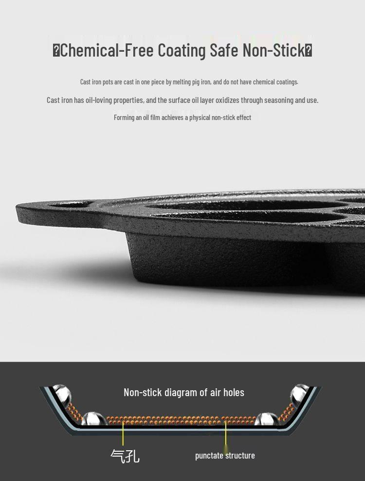 Non-Stick Cast Iron Egg Burger Mold & Dumpling Pan