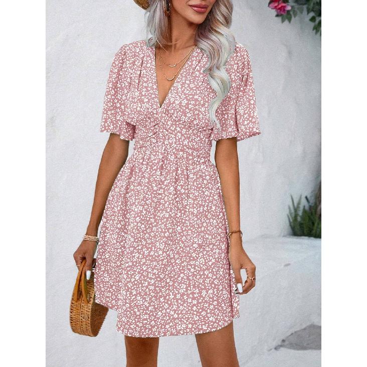 Neues Frühlings- und Sommerkleid für den Urlaub im Alltag, Pendeln, Arbeit, bequem, sexy, elegant, Damenmode, bedruckt