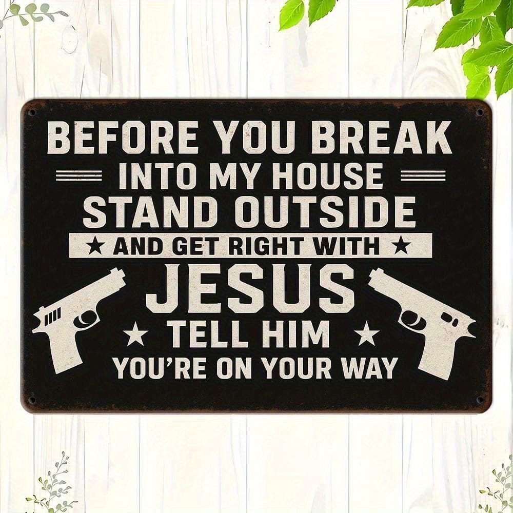 

Get Right With Jesus 8x12in Black Warning Aluminum Sign чистый