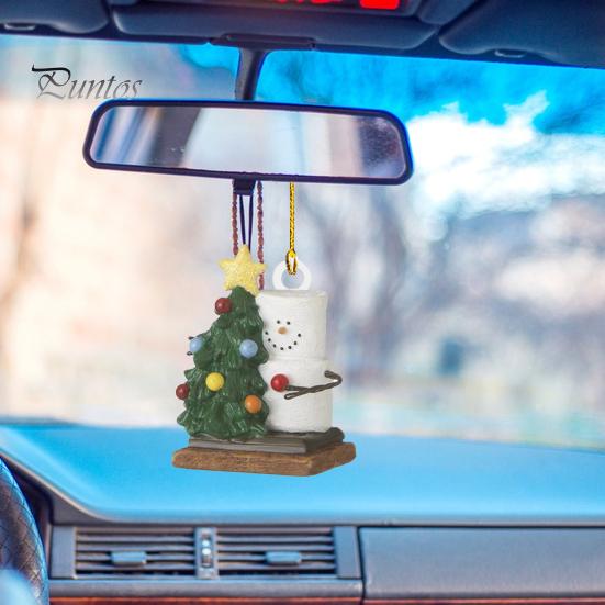 Vánoční závěsná dekorace sněhulák 3D akrylové opakovaně použitelné auto zpětné zrcátko kreslený přívěsek vánoční stromeček ozdoba na párty dárky