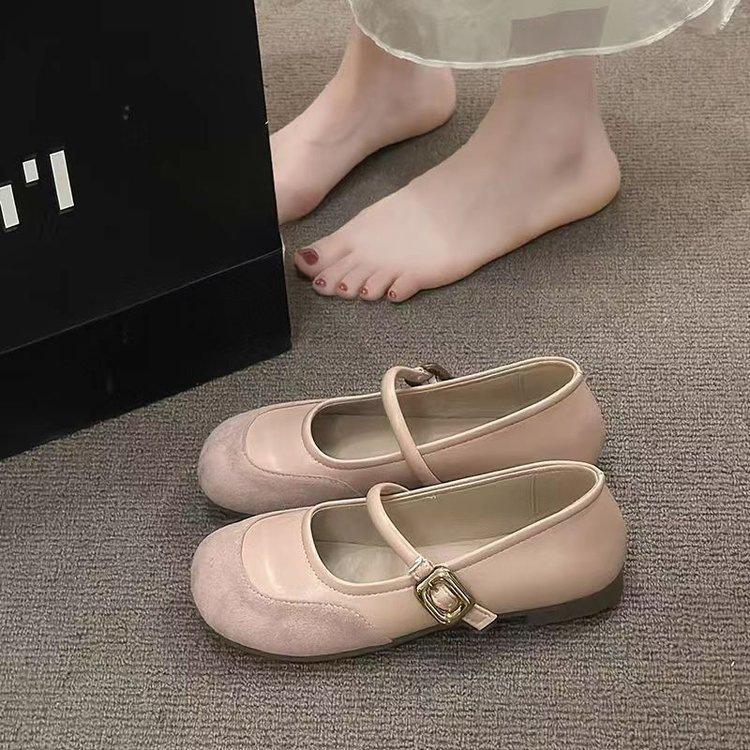 French gentle Mary Jane shallow mouth single shoes spring new high-end temperament flat bottom with skirt