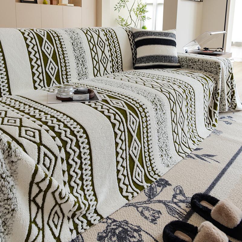 

Shu cotton lint thickened sofa towel in autumn and winter, a whole full cover sofa cover towel, non-slip and anti-cat scratch 180x130cm зелений