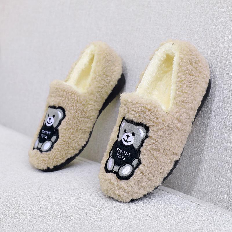 Cozy Women's Bear Slippers: Autumn Winter 2025 Collection - Fashionable, Versatile Plus Velvet Flat Cotton Shoes