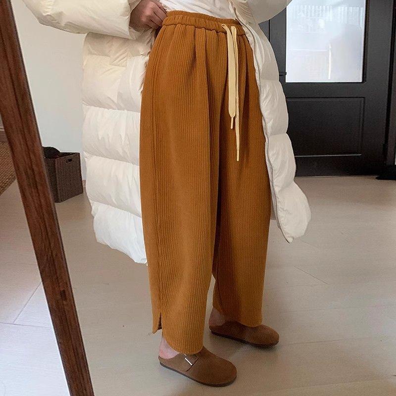 High-Waisted Slimming Korean Style Harem Pants - Versatile, Casual, Solid Color, Straight Leg M