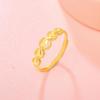 Vietnam Sand Gold Adjustable Linked Hearts Ring - Qixi Gift for Girlfriend, Temperament Copper Gold-Plated Jewelry