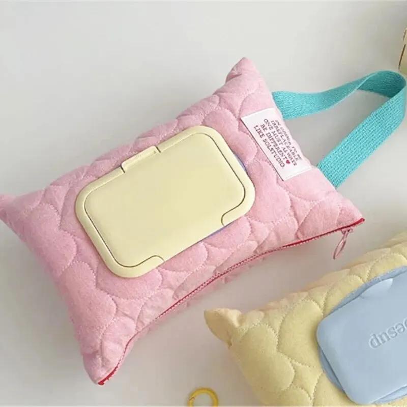 

1pc Car Mounted Tissue Box Waterproof Suction Paper Cover Tissue Bag Cute Baby Stroller Tissue Hanging Bag розовый