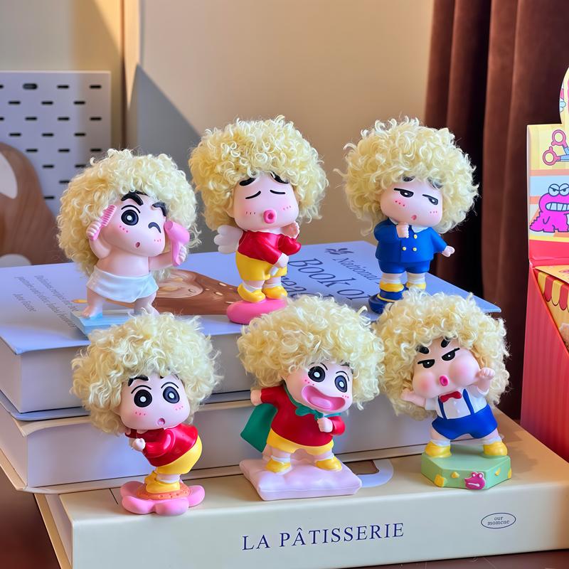 New Crayon Shin-Chan Afro Series Cartoon Anime Figure Surprise Desktop Decoration Model Doll Birthday Gift For Anime Fans
