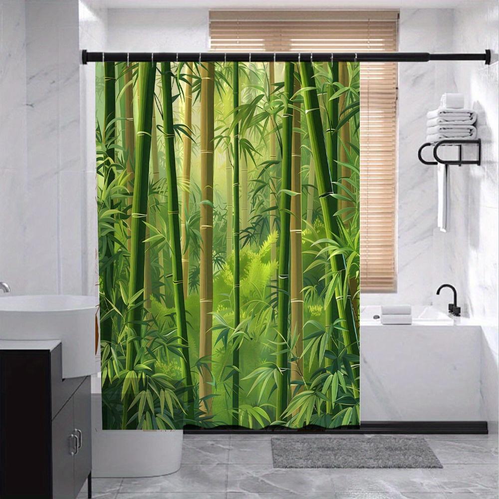 Serene Bamboo Forest Bath Curtain - Lush Greenery & Calming Design, Waterproof Home Decor Adds Zen To Your Bathroom