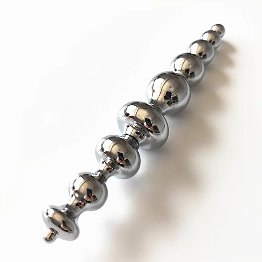 Duplex Multifunction Metal Beads Butt Plug with Moveable Fake Dildo G Spot Wand for Women Prostate Massager Vaginal Sex Toys