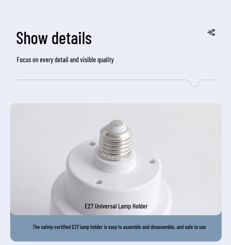 2025 E27 Screw Base Fan Light with Detachable Blades, Replaceable Light Source, Three-Color Stepless Dimming, and Timer