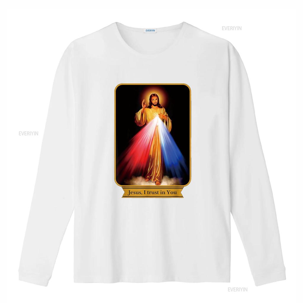 Gesù Misericordioso Confido in Te Maglietta Cattolica vintage Lavata Morbida Traspirante grafica Elasticizzata streetwear Comoda