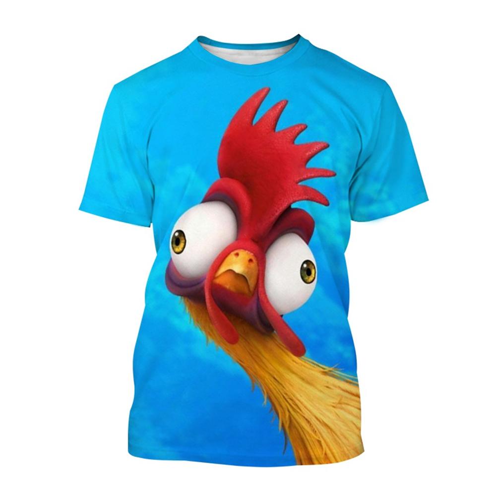 Fashion 3D Printed Cartoon Chicken Pattern T-shirts Street Funny Anime Top Casual Design Short Sleeved Men's and Women's Unisex T-shirts