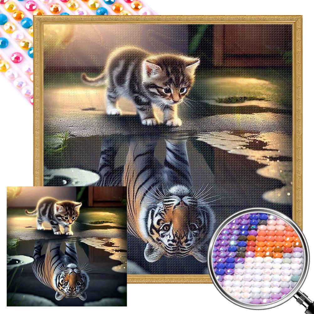 

5D-Diamantgemälde zum Selbermachen runder Bohrer teilweise AB Katzen-Set Kunstde