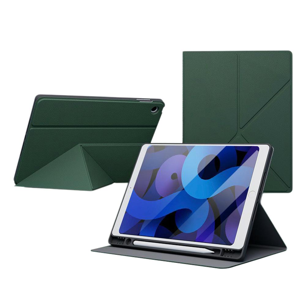 

Tablet Case For iPad 10.2 (2021)/(2020)/(2019) Folding Stand Shockproof Leather Cover with Pencil Holder Midnight Green