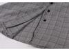 Retro Women's Plaid Dress with Turn-Down Collar, Short Sleeves, Single-Breasted Design, and Pockets in Hepburn Style.