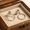 S925 Sterling Silver Geometric Circle Earrings - Light Gold Round Bead Studs, High-End, Versatile Jewelry for Women