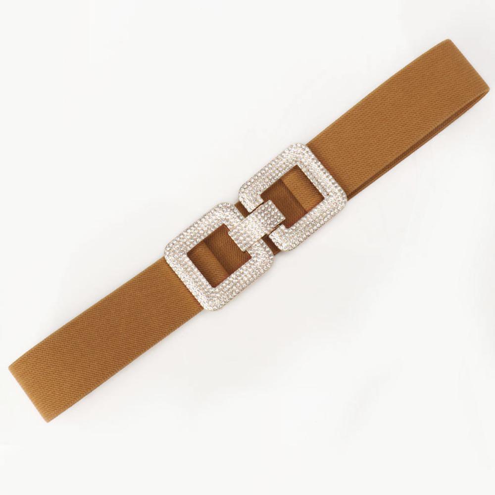 

Rhinestone Buckle Stretch Waistband Wide Waist Belts Exquisite Waist Strap Women верблюд