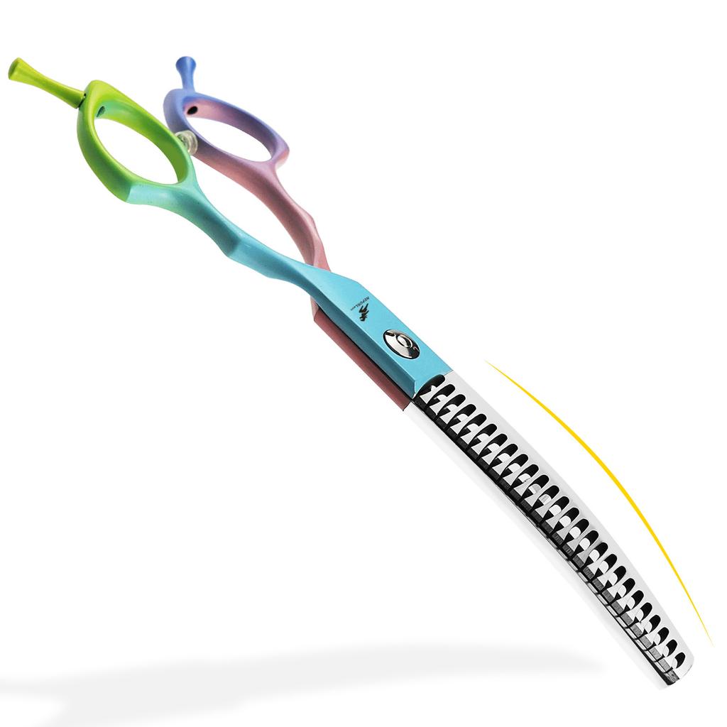 Manico Meideng da 6,5 pollici, Forbici Curvate con Denti a Lisca di Pesce Colorati, Forbici Curve, Forbici per Toelettatura Animali, Forbici Sottili, Denti Curvi