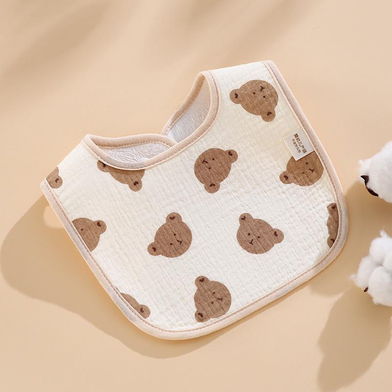 Waterproof U-Shaped Cartoon Baby Drool Bib - Pure Cotton Feeding Bib for Newborns