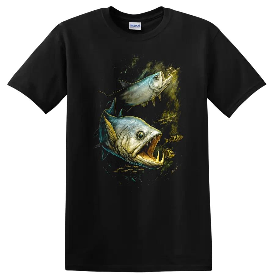 Fierce Fish Illustration T Shirt for Fishing Enthusiasts Unique Art Tee