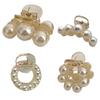 Sweet Mini Round Faux Pearls Hair Clip Non-slip Cross Teeth Back Head Small Hair Claw Styling Hair Accessories