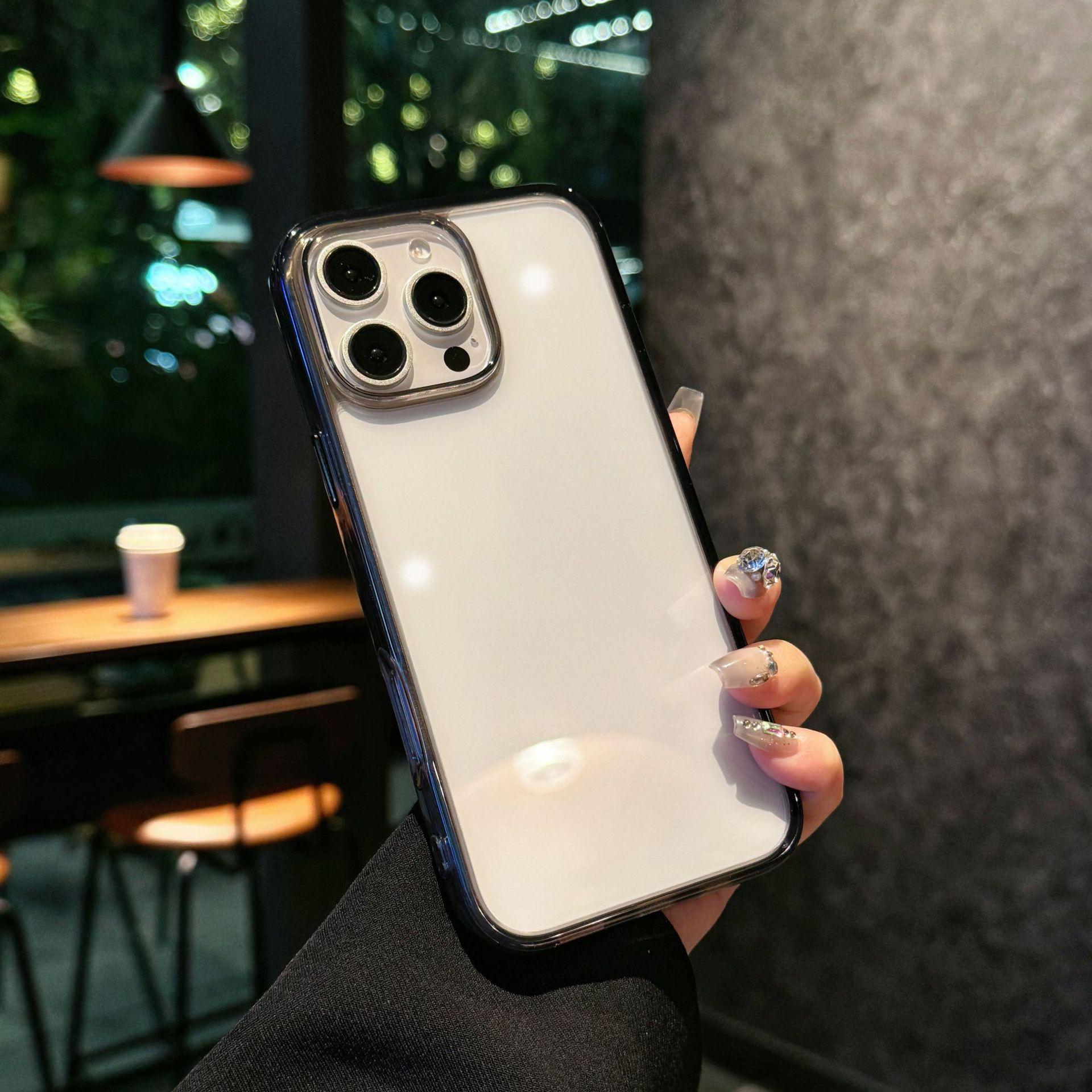 

For Apple 17 Transparent 2-in-1 Phone Case Anti Drop for IPhone 16 ProMax Metal Button 15 Protective Cover For iPhone12Promax