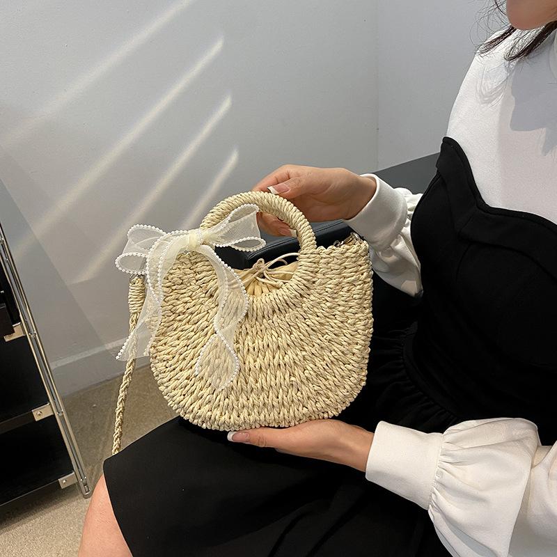 Summer New Bag Trendy Straw Vegetable Basket Women's Bag Portable Shoulder Beach Bag
