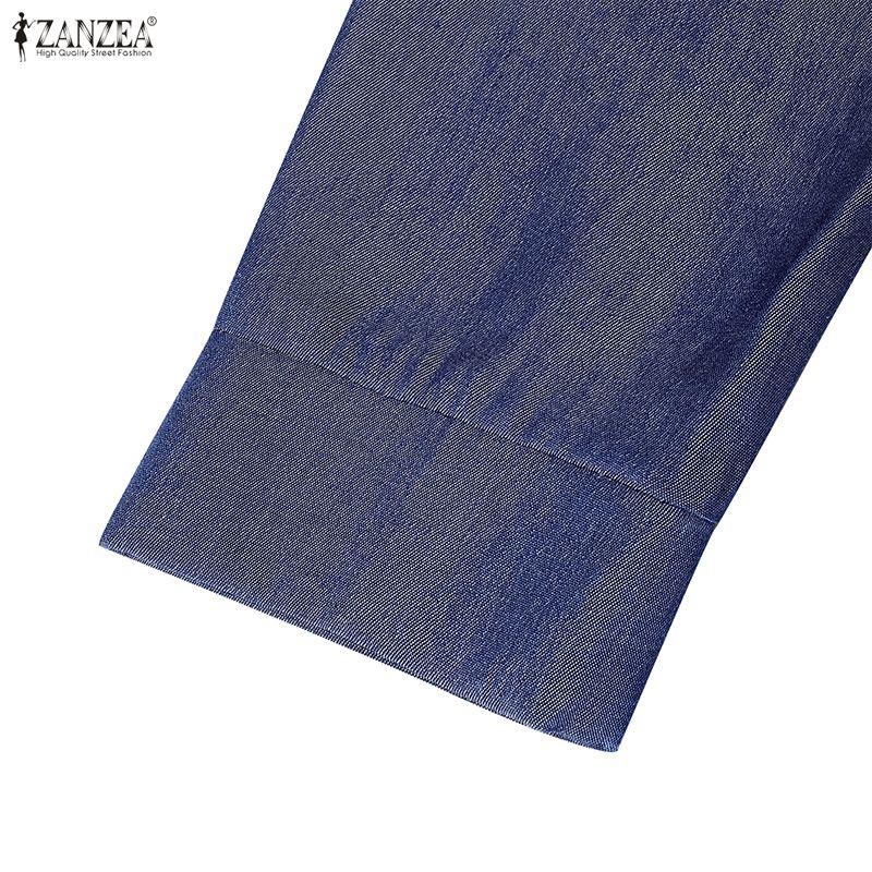 ZANZEA Women Casual Round Neck Solid Color Long Sleeve Loose Dress