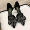 Fashion Luxury Pearl Crystal Bowtie White Wedding Shoes Women Spring Brand Designer High Heels Pumps Woman Thin Heeled Party Shoes