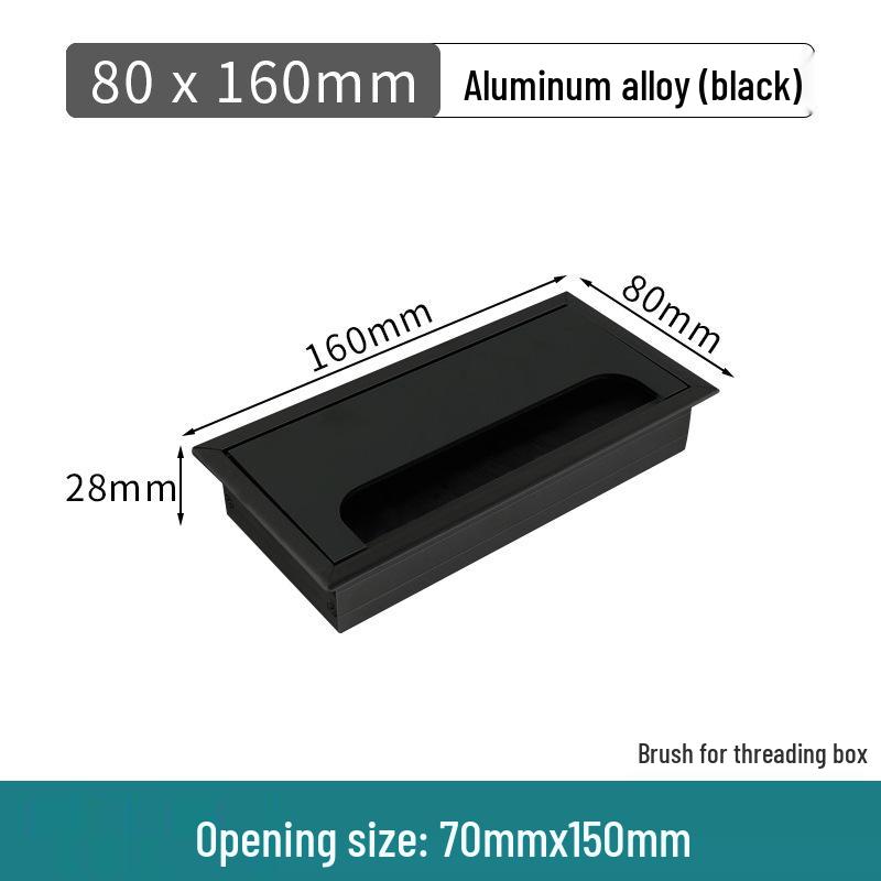 Aluminum Office Desk Cable Cover with Bristles - Sound-Dampening Rectangular Wire Organizer