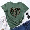 Zomer Dames Bedrukte Luipaardprint Hartvormige Losse Ronde Hals Puur Katoen Korte Mouw T-shirts Dames