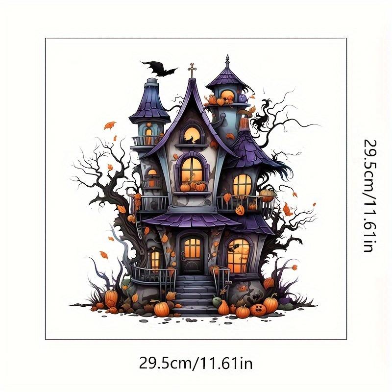 

1PC Castle Pumpkin Toilet Stickers for Toilet Cover Waterproof Vinyl Bathroom Vinyl Decals Halloween Decoration Home Decoration (as the picture,29.5X29.5CM)
