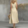 Ladies' Casual And Fashionable Lapel Button Closure Sleeveless Dress