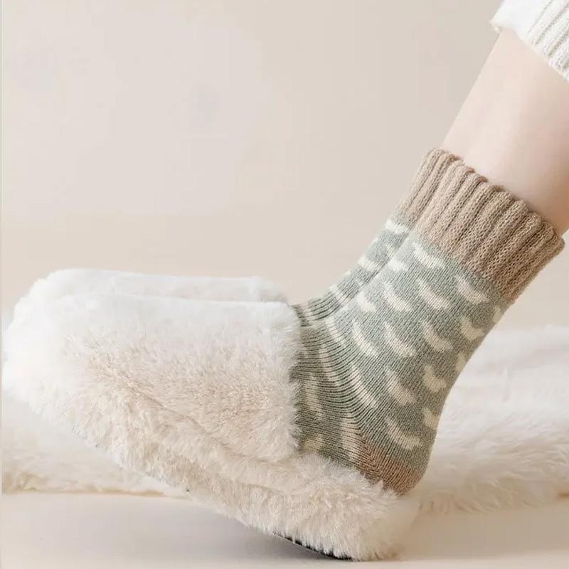 1 Paar Wadenlange Warme Fleecefutter Lässige Verdickte Herbst/Winter Dicke Socken Boden Lange Socke Schlaf Socken