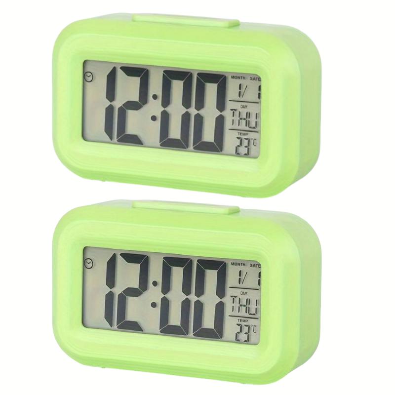 Smart Digital Alarm Clock Black White LCD Display with Temperature Calendar Timer Led Light for Bedroom Office (Without Battery)