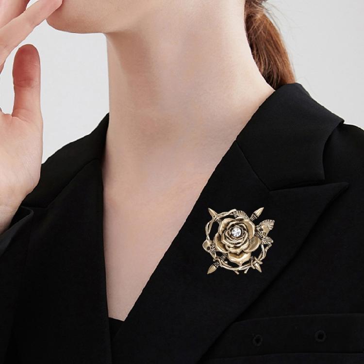 Stylish Skull Rose Brooch Unique Alloy Jewelry Fashion Brooch Clothing Jewelry Suitable for Music Festivals and Parties