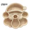 Rustic Kitchen Table Decor Wooden Christmas Divided Tray, Gingerbread Man Santa Xmas Tree Compartment Snack Decorative Nut Serving Dishes Platter,