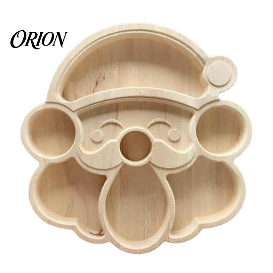 Rustic Kitchen Table Decor Wooden Christmas Divided Tray, Gingerbread Man Santa Xmas Tree Compartment Snack Decorative Nut Serving Dishes Platter,
