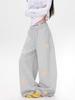 Unisex American Retro Star Embroidered Sweatpants: Wide-Leg, Floor-Length Jazz Dance Sportswear