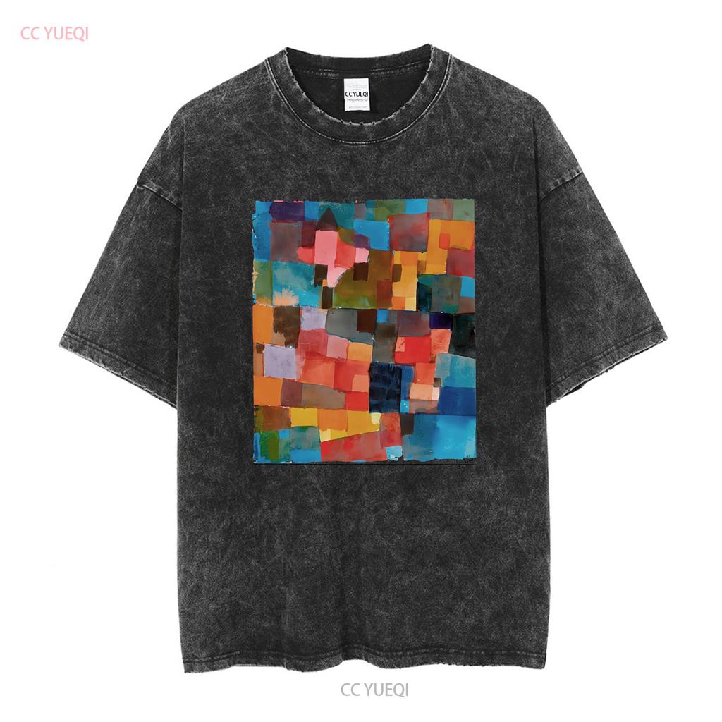 Paul Klee Raumarchitecturen Auf Kalt Warm Artwork T Shirt long or short sleeves vintage Washed Stylish graphic homme Unisex